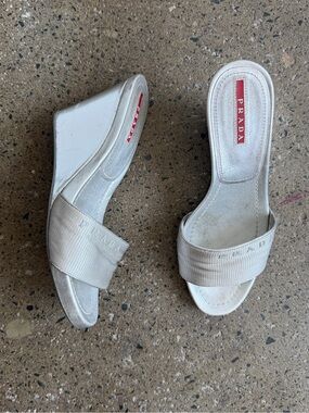 prada silver wedges